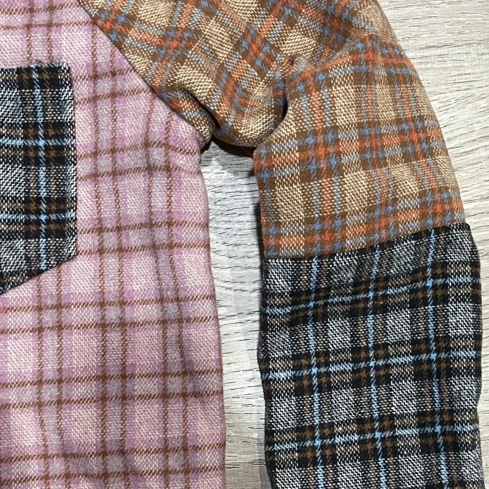 Mystree Pink and Brown Plaid Button Down Shirt - Picture 3 of 3